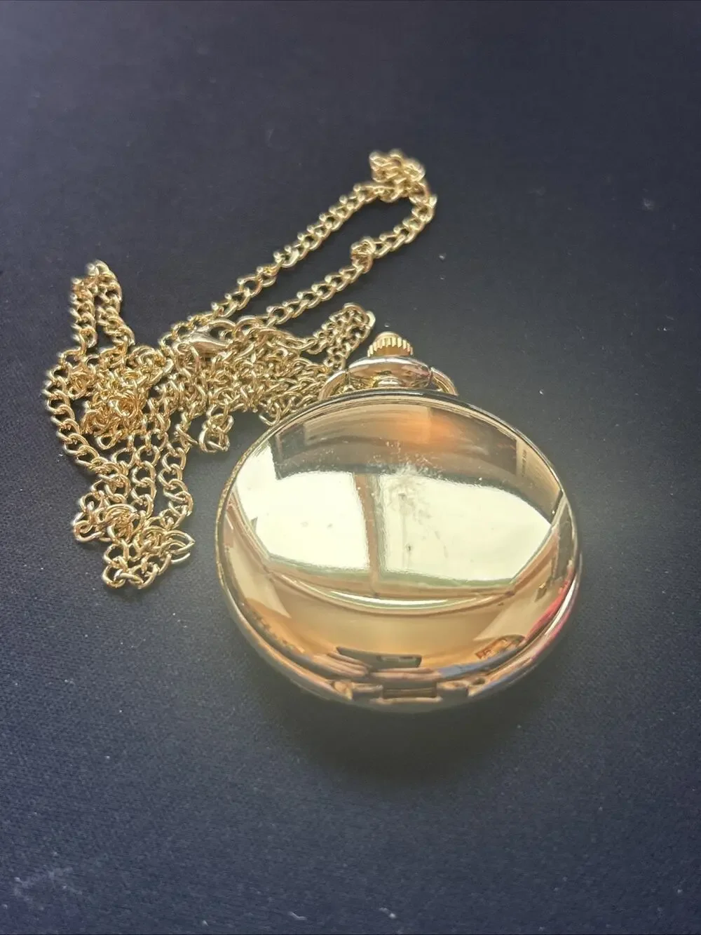 Gold Tone White Dial Quartz Pocket Watch